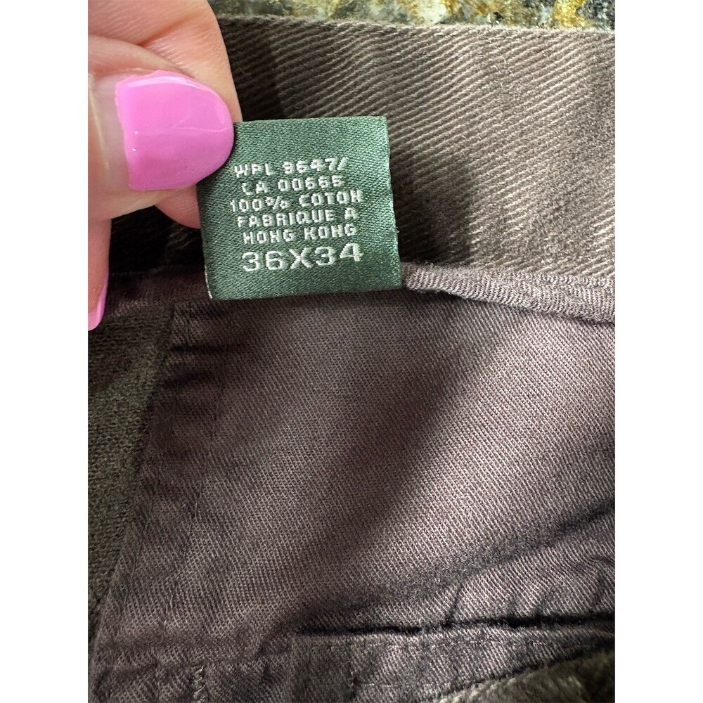 Eddie Bauer Chino Pants Mens 36x34 Dark Brown Relaxed Fit Straight Leg - Picture 8 of 10